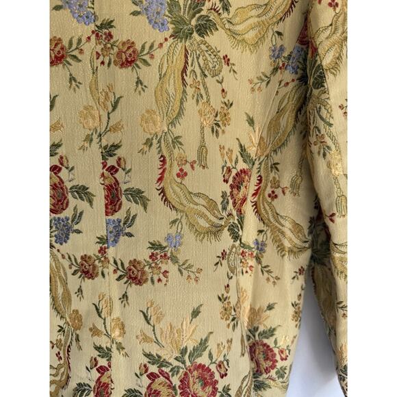 Vintage Clement Womens Floral Brocade Button Blazer Size XL Shimmer German Jacke - Picture 11 of 16